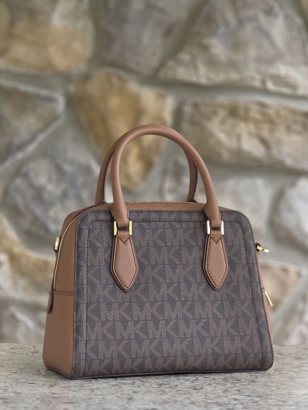 Michael Kors Ayden Logo Medium Brown Satchel - Picture 3 of 8
